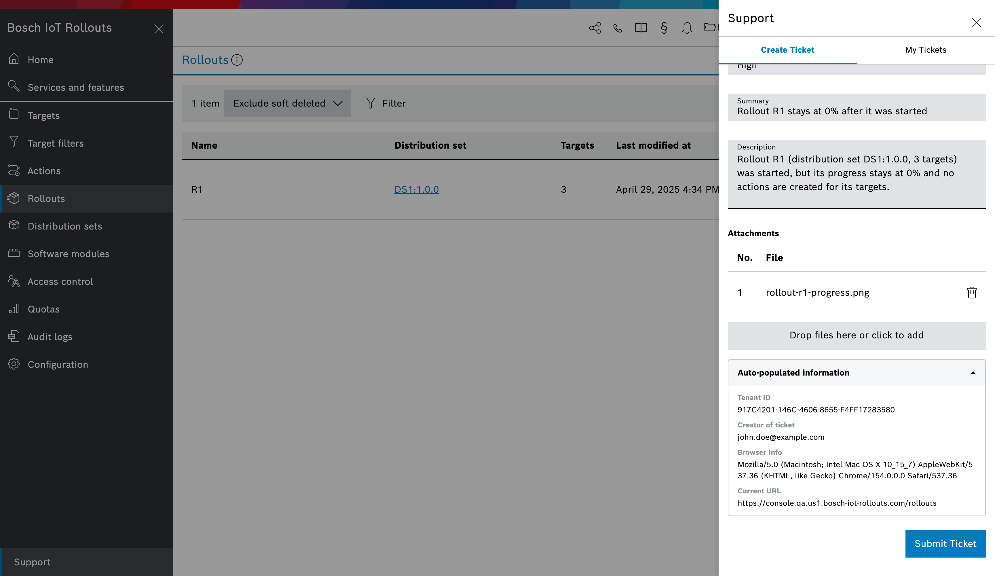 Auto-populated information of a ticket